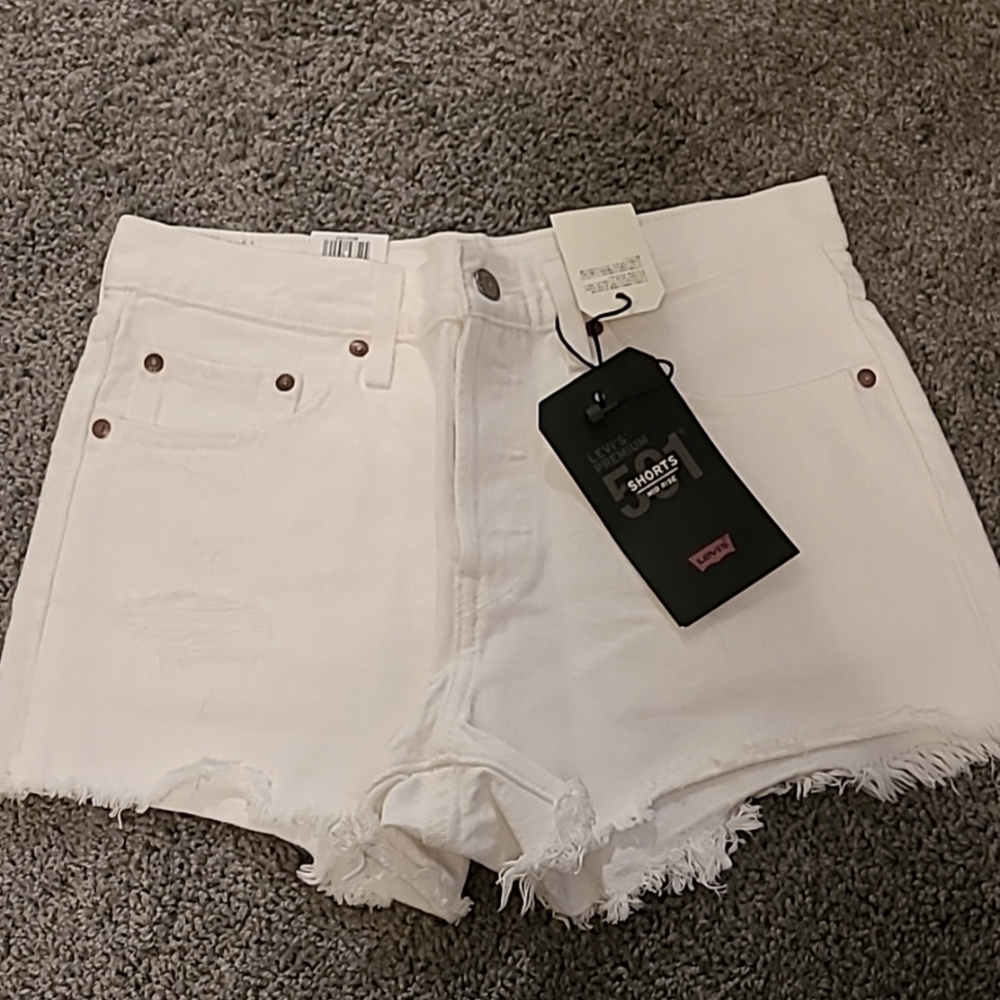 Levi's premium white denim shorts - size 27